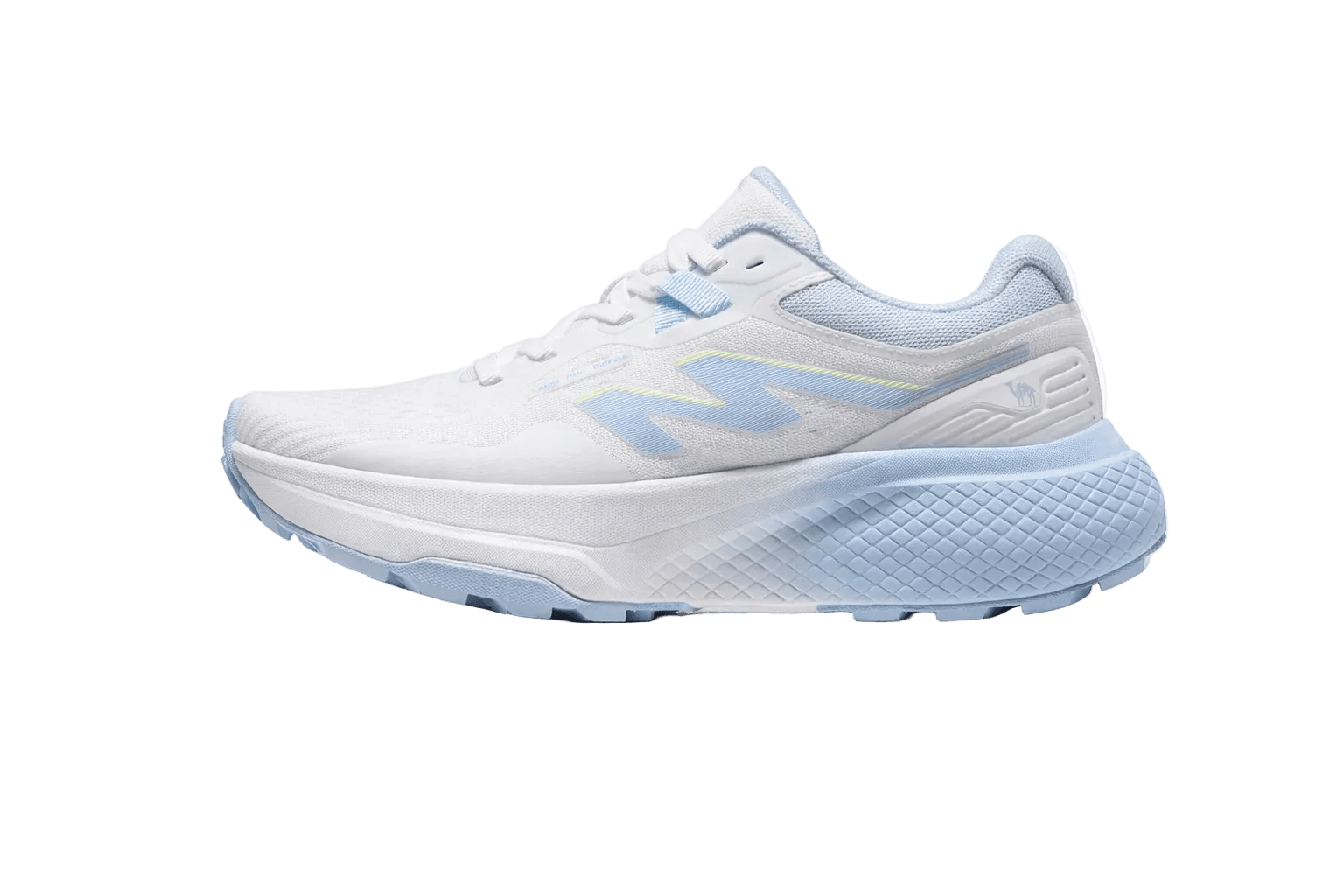 RUNEX CAM ELX breathable running shoes in white and blue, designed for comfort and performance during running.