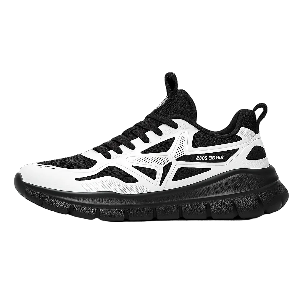 Cross training gym shoes featuring a sleek black and white design, ideal for intense workouts and HIIT sessions.