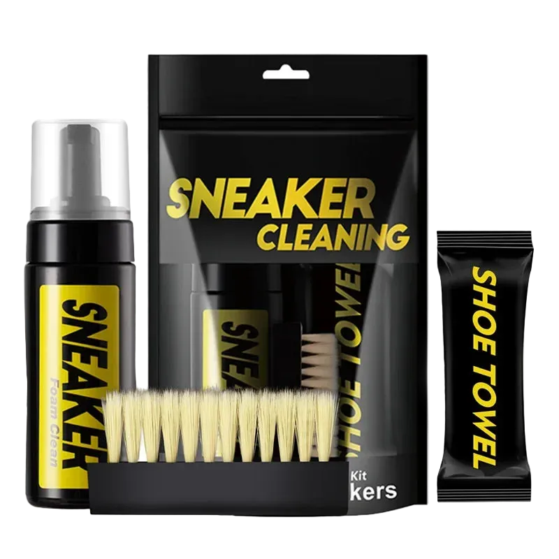 Runexlondon Shoe Foam Cleaner - Water-Free Powerful Foam Cleaner for Sneakers, Boots, White Shoes with Brush & Cloth 150ML