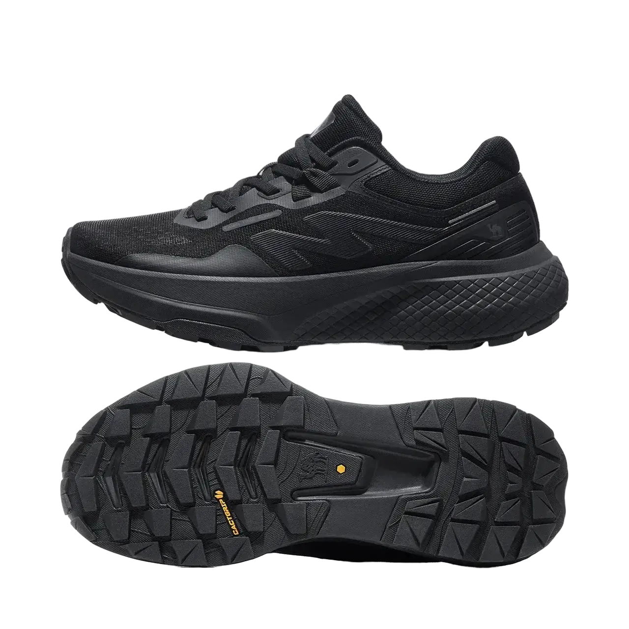 RUNEX CAM ELX breathable running shoes in black, designed for comfort and performance with a durable outsole.